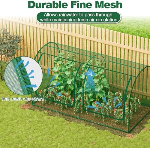 98x49x49in garden plant netting mesh cover for raised showing dimensions