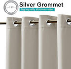 NICETOWN 2 Panels Outdoor Curtains for Patio Waterproof, Rustproof Grommet Cold & Light Blocking Drapes Thermal Insulated Indoor Outdoor Window Treatments for Pergola, Natural, W52 x L72