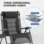 Zero Gravity Chair Set of 4 Oversized Padded Recliner with Adjustable Headrest & Cup Holder - 600D Oxford Folding Lounge Chair for Outdoor Camping, Patio, Poolside (Black & Gray)