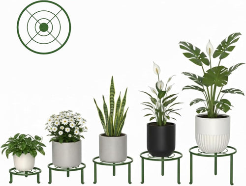 5 Pack Metal Pot Rack Stand,Patented Plant Stand for Flower Pot Heavy Duty Potted Holder Indoor Outdoor, Rustproof Iron Garden Container Round Supports