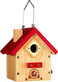 SISTERBIRD Wren Bird House, Premium Wooden Bird Houses for Outside, Classic Cabin Design Birdhouses for Outdoors, Hanging Bird House, Red-Breasted Nuthatch Wren Chickadee