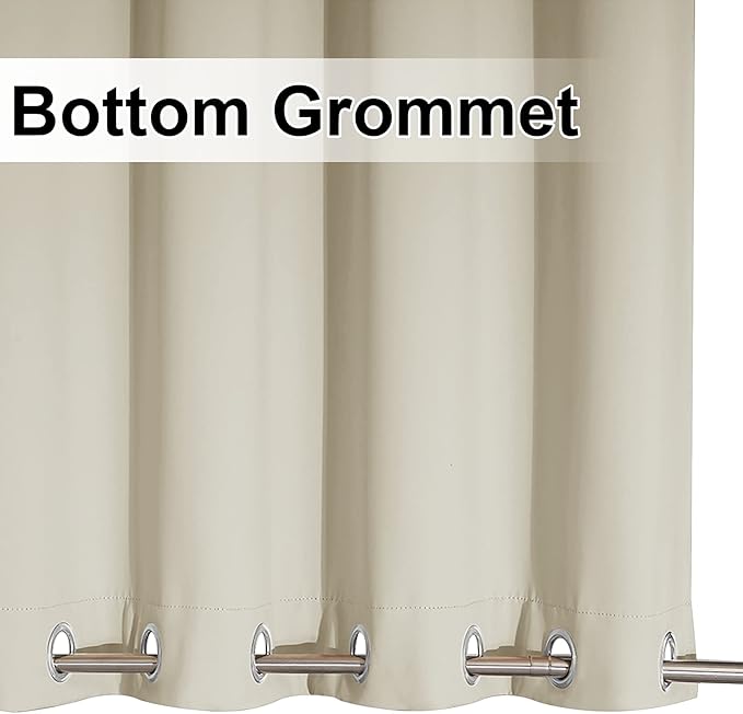 NICETOWN Outdoor Curtain for Patio Waterproof, Sun Blocking Rustproof Grommet Top and Bottom Windproof, Durable Windproof Sun/Rain Blocking for Pergola/Porch, W52 x L108, Sold by Single, Beige