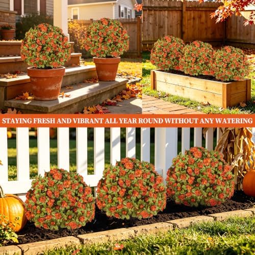 grooy 2 pack artificial fall azlea flower topiary on a desk or shelf
