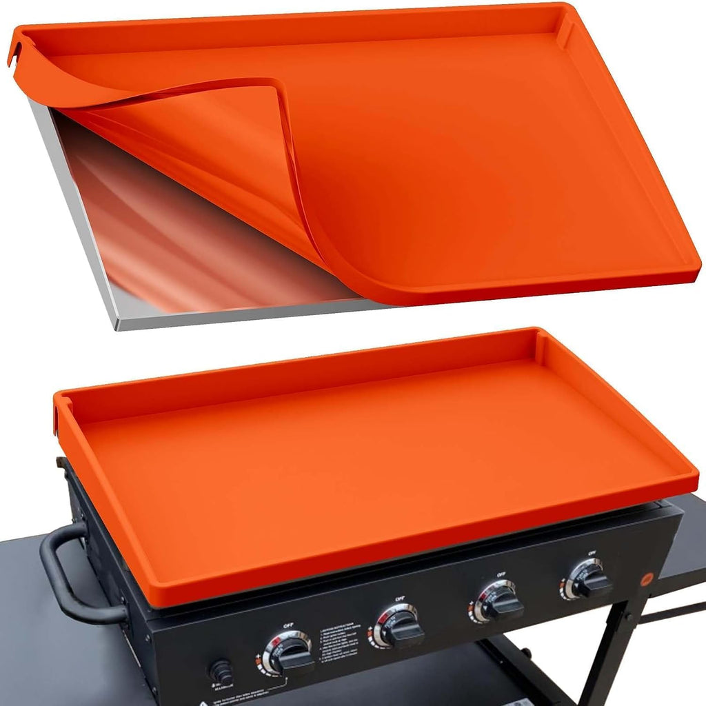 BANGIE 36" Silicone Griddle Mat for Blackstone Accessories - Anti-Warping & UV-Resistant Full-Wrap Cover for 4-Burner Flat Top Grill, Prevents Condensation Rust (Orange)