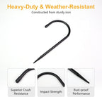 Rain Gutter Downspout Extension Fixing Pin - Holds Tight in Heavy Rain & Wind|Directs Water Away from Foundation|Durable Iron Construction, Easy No-Drill Installation 12 Pack, Black