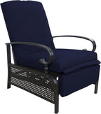Kozyard Adjustable Outdoor Reclining Lounge Chair, Cushioned Patio Chaise Lounge with Extendable Metal Frame for Sunbathing, Reading & Relaxing – Comfortable Outdoor Recliner(Navy Blue)