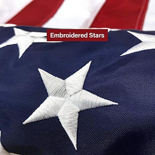 american flag 5x8 ft embroidered stars, sewn stripes shown in use