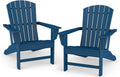 BRIOPAWS Oversized-Adirondack-Chairs Set of 2 | HDPE | All Weather | Blue | 400lbs Maximum Weight Limit, Plastic Fire Pit Chair, 22" Extra Wide Seat, Heavy Duty for Decks, Outdoor, Poolside