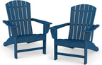 BRIOPAWS Oversized-Adirondack-Chairs Set of 2 | HDPE | All Weather | Blue | 400lbs Maximum Weight Limit, Plastic Fire Pit Chair, 22" Extra Wide Seat, Heavy Duty for Decks, Outdoor, Poolside