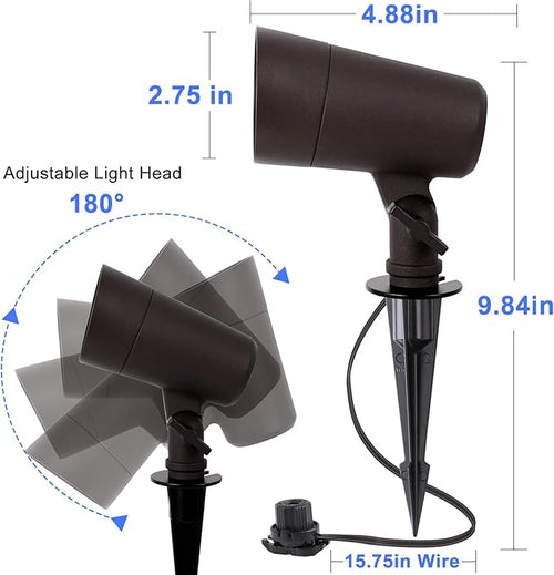 3CCT LED Landscape Lights with Connectors, 12V Low Voltage, 3000K/4000K/5000K Selectable, 3W, 200LM, Outdoor Waterproof Garden Pathway Lights Wall Tree Flag Spotlights with Spike Stand, 4 Pack