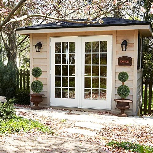 lifelike indoor&outdoor use 3ft boxwood double ball topiary, side view