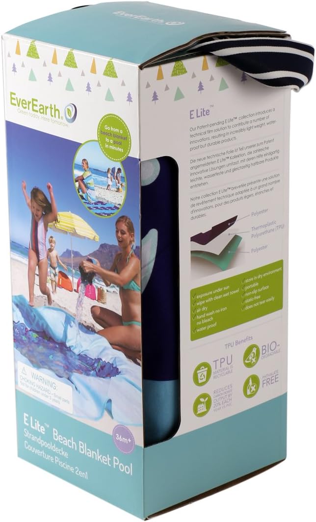 EverEarth E Lite Waterproof Beach Blanket & Kiddie Pool, Blue