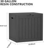 Outdoor Storage Box, 30 Gallon Waterproof Lockable Resin Deck Box for Patio, Garden & Storage, Easy Assembly Indoor & Outdoor Use, Black