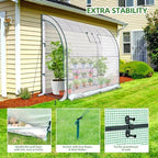lean to greenhouse with 3-tier shelves: ohuhu portable showing dimensions