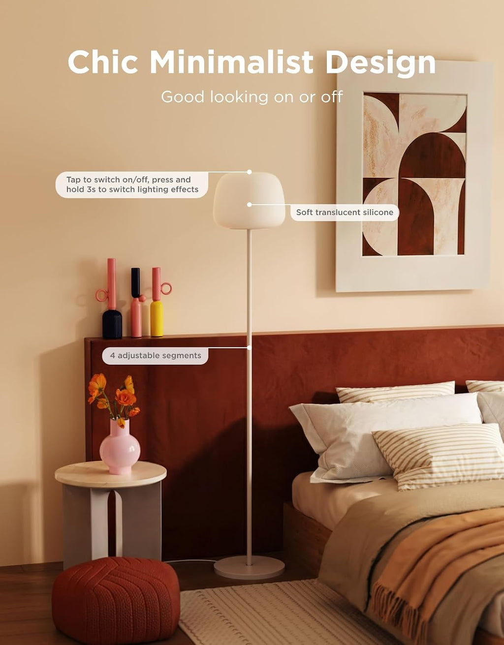 govee lantern floor lamp, halo gradient rgbic smart showing dimensions