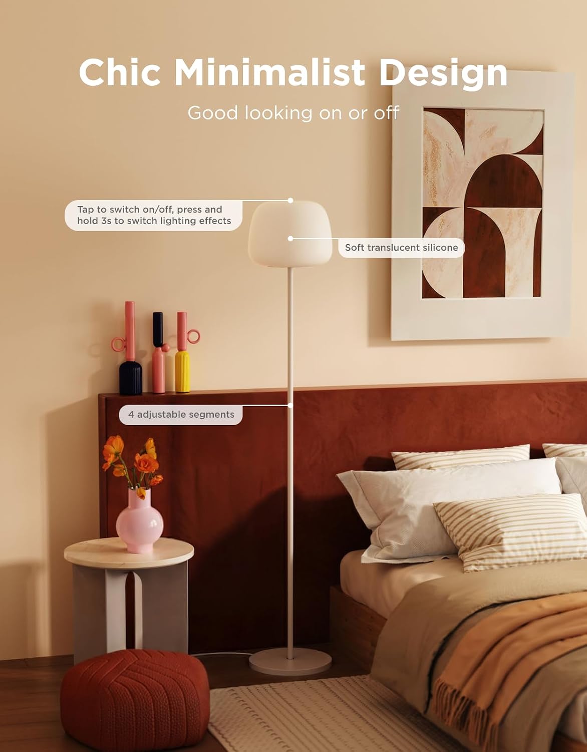 govee lantern floor lamp, halo gradient rgbic smart showing dimensions