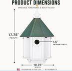 Handmade Patina Copper Roof Bluebird House for Bluebirds & Songbirds, Made in USA (H8V) (4"x4" Mount)
