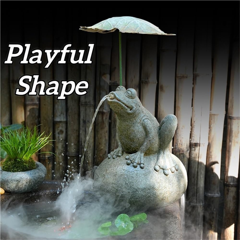 Whimsical Animal Pond Spitter, Outdoor Water Fountain with Pump and Hose, Antique Style Garden Water Fountain for Patio, Yard, Pond and Indoor Decor(Large)
