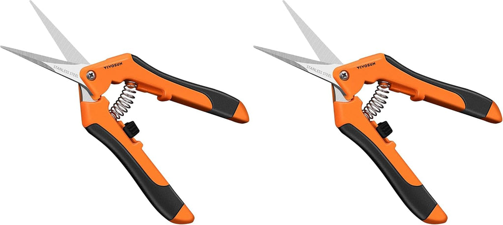VIVOSUN 6.5 Inch Garden Scissors, Orange Pruning Shears for Plants, 2-Pack | Straight Precision Stainless Steel Blades, Comfort Ergonomic Grips, Ideal Snip for Deadheading, Trimming & Shaping Plants