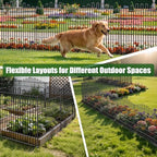 10 panels no dig decorative garden fence, dog, front angle view