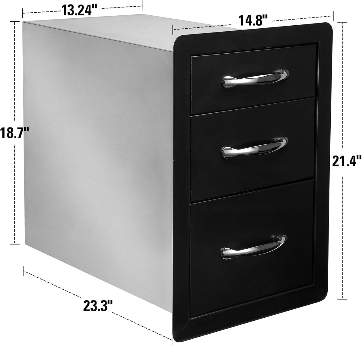 stanbroil triple access drawers for outdoor kitchen, black, close-up detail