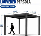 louvered pergola 10x12ft, outdoor aluminum pergola with adjustable shown in use
