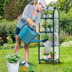 ohuhu mini greenhouse for indoor outdoor, small plastic, front angle view