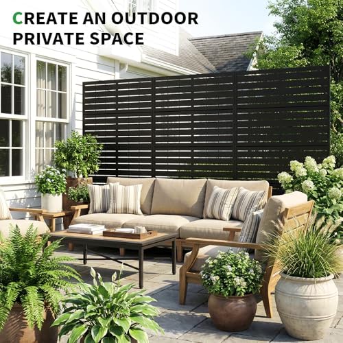 sunyrisy 2pack metal outdoor privacy fence screen for shown in use