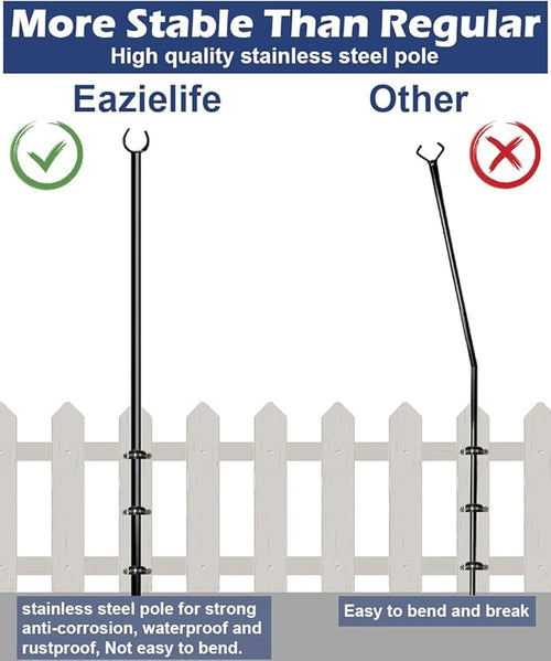 10FT String Light Poles for Outdoor, Heavy Duty Metal Lighting Stand Pole for Deck Fence Railing Backyard Patio Holiday Wedding Party Decorations 2 Pack