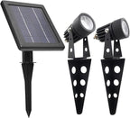 Mini 50X Twin Solar-Powered Flag Pole Light Cast Aluminium Cool White LED Spotlight 60-100 Lumen Per Light Fixture for Outdoor Garden Yard Landscape Downlight