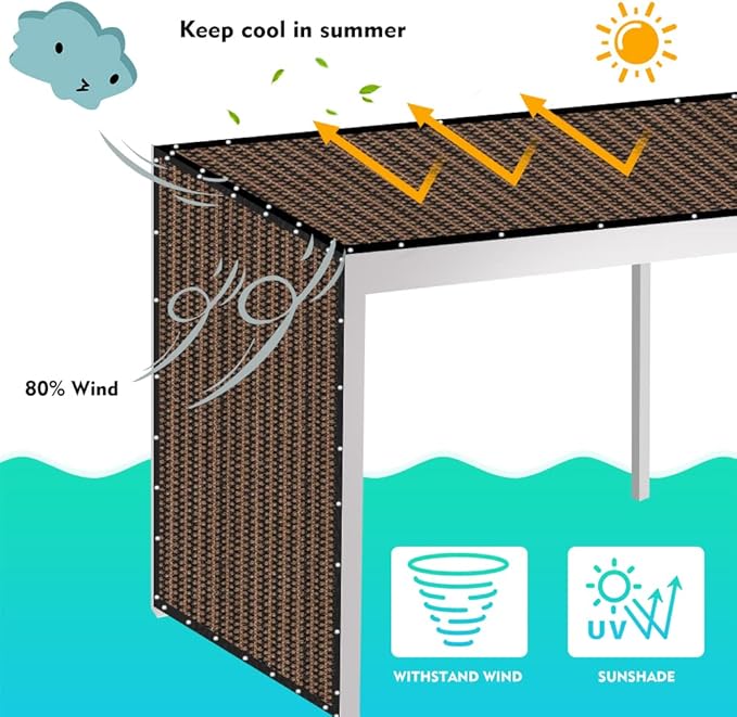 90% Shade Cloth Sun Shade Fabric Privacy Screen Shade Cover for Patio Garden Pergola Shade Cover Canopy with Gromments