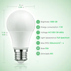 Grow Light Bulbs, LED Grow Light Bulb A19 Bulb, Full Spectrum | Grow Light Bulb, Plant Light Bulbs E26 Base, 11W Grow Bulb 100W Equivalent,Grow Light for Indoor Plants,Seed Starting, 2Pack