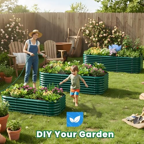 quictent galvanized oval raised garden bed kit, 8x4x2 on a desk or shelf
