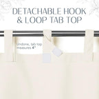 Elrene Home Fashions Matine Weatherproof Tab-Top Indoor/Outdoor Solid Color Curtain Panel for Porch, Pergola, Patio, Deck, 52”W x 95”L, Ivory