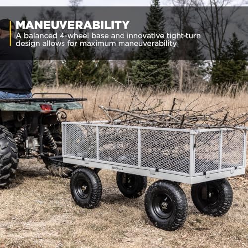 gorilla carts steel utility garden cart, 1000 lb., front angle view