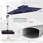 ABCCANOPY Patio Umbrella Cantilever Double Top Outdoor Offset Umbrella with 360° Rotation