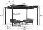 PURPLE LEAF 10' x 13' Aluminum Outdoor Pergola Wind-Resistant Retractable Pergola with Double Sun Shade Canopy Heavy-Duty Metal Pergola for Patios Backyard Deck Garden, Grey