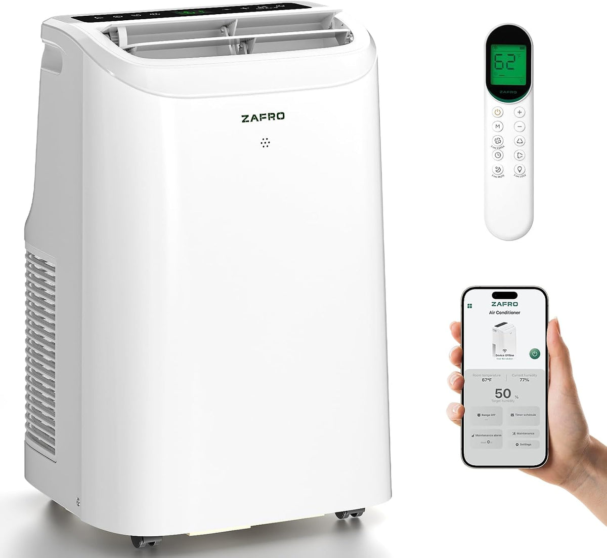 zafro portable air conditioners, 12000 btu (8000 btu, main product view