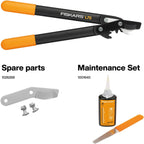 Fiskars PowerGear Loppers Bypass, Hook Head (S) L70, Patented PowerGear Mechanism, Cutting diameter: 2.8 cm, Hardened steel blades with non-stick coating, Length: 45 cm, Black/Orange, 1002104