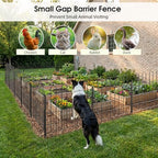 bepatio 5 panels arc metal tall garden fence showing dimensions