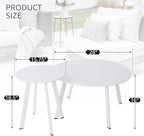 Patio Outdoor Coffee Table Set of 2 - Weather Resistant Outdoor Round End Table Modern Coffee Tables for Living Room Balcony Home Office (White)