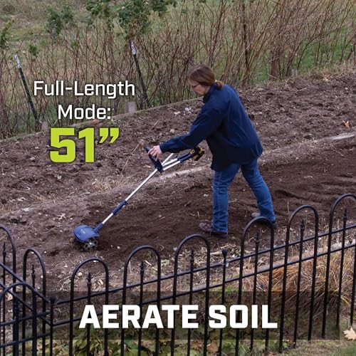 fusion drill-powered cultivator, compatible with most cordless drills on a desk or shelf