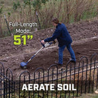 fusion drill-powered cultivator, compatible with most cordless drills on a desk or shelf