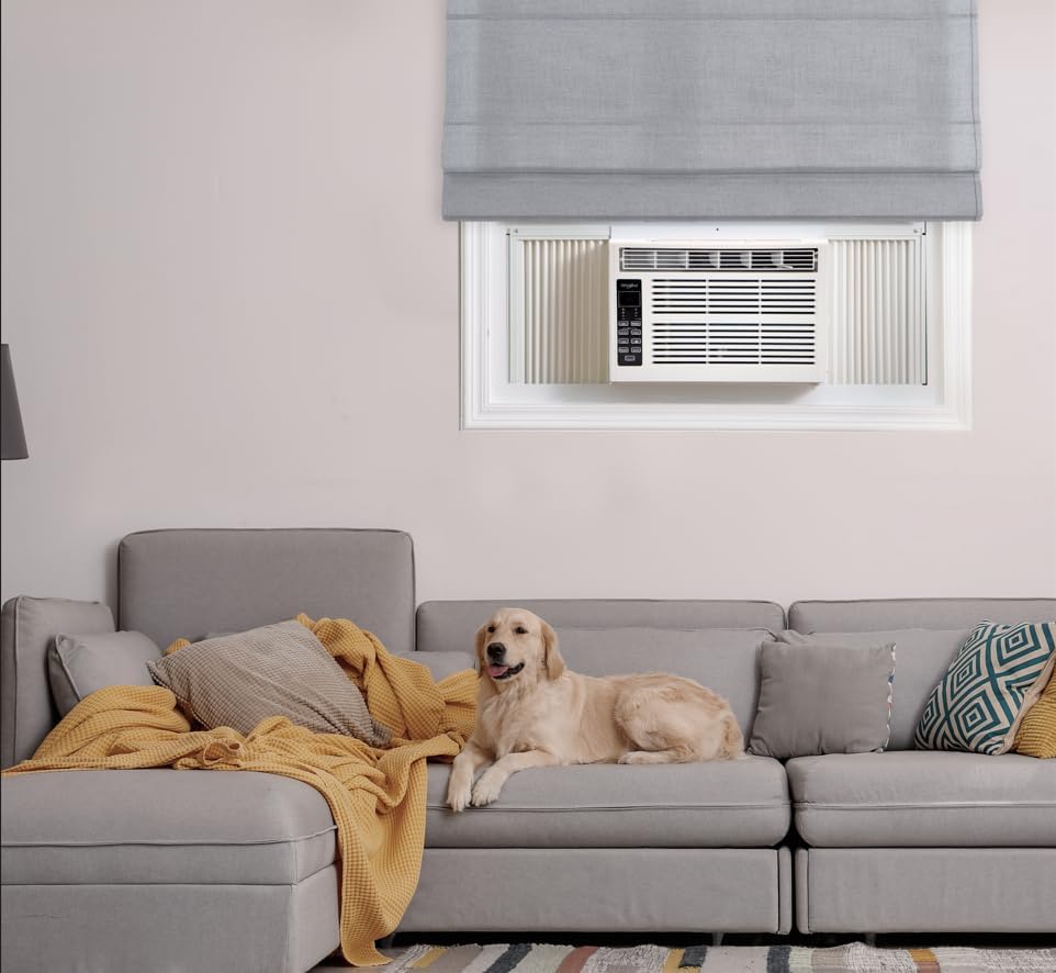 whirlpool 6,000 btu window air conditioner with dehumidifier, close-up detail