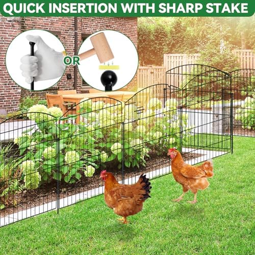 10 panel no dig garden fence with gate showing dimensions