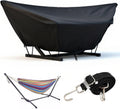 Outdoor Hammock Cover with Zip and Elastic Ropes, Made of 420D high-Strength Fabric, Features Adjustable Buckles, for Outdoor Universal Hammocks, Waterproof, Windproof (11-12FT,Black)