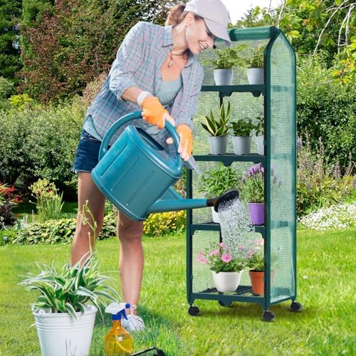 ohuhu mini greenhouse for indoor outdoor, small plastic, front angle view
