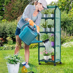 ohuhu mini greenhouse for indoor outdoor, small plastic, front angle view