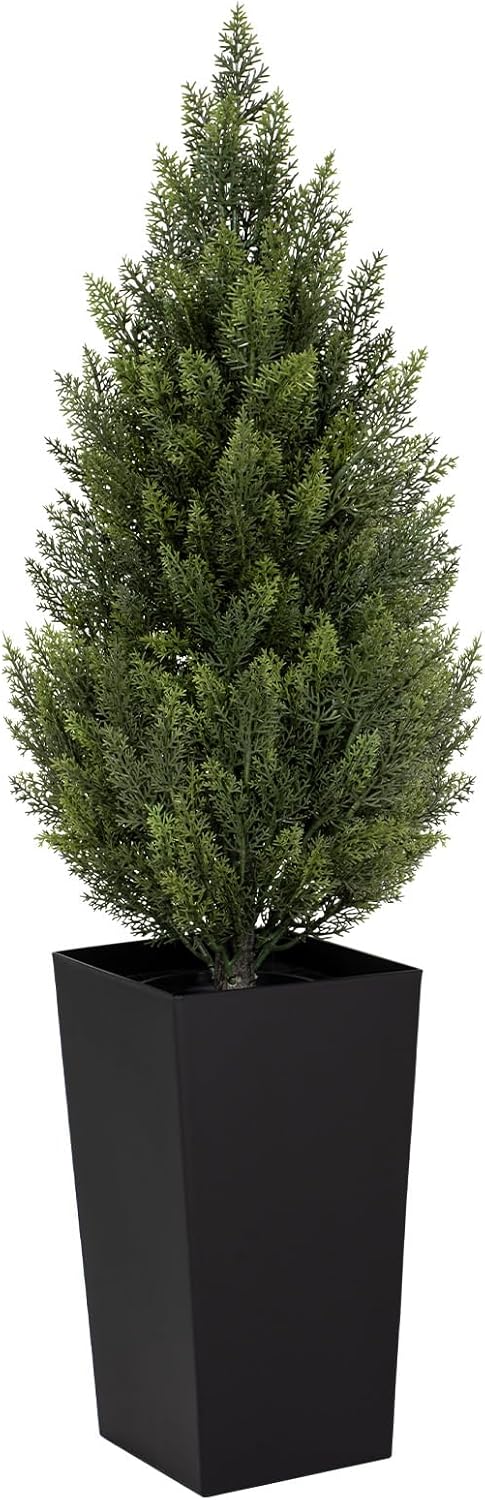 4ft artificial topiary trees with black planter, tall, main product view