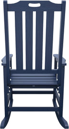 Oversized Rocking Chair, Outdoor Rocking Chair for Adults, All Weather Resistant Porch Rocker for Lawn Garden, Navy Blue
